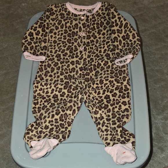 (J12) Leopard Print Kids Sleeper One Piece - Picture 1 of 6